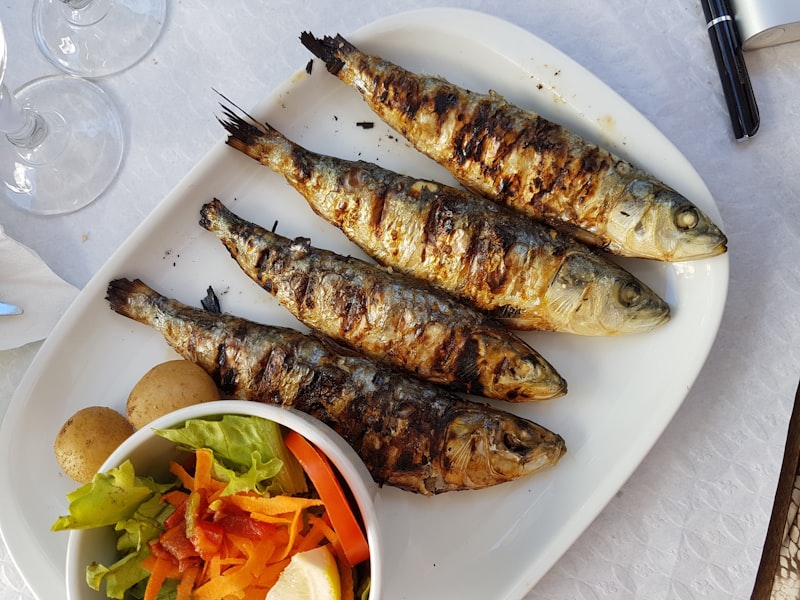 Grilled sardines, a nutrient-dense high-protein food